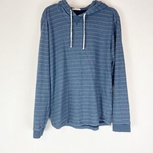 Marine Layer DK Stripe Hoodie Mens Large Blue Stretchy Relaxed Preppy Classic L